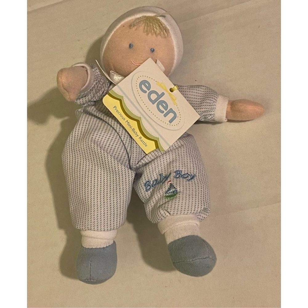 Eden Baby Boy Soft 7” Blue & White Striped Salior Outfit 2004 Precious Mini-Baby